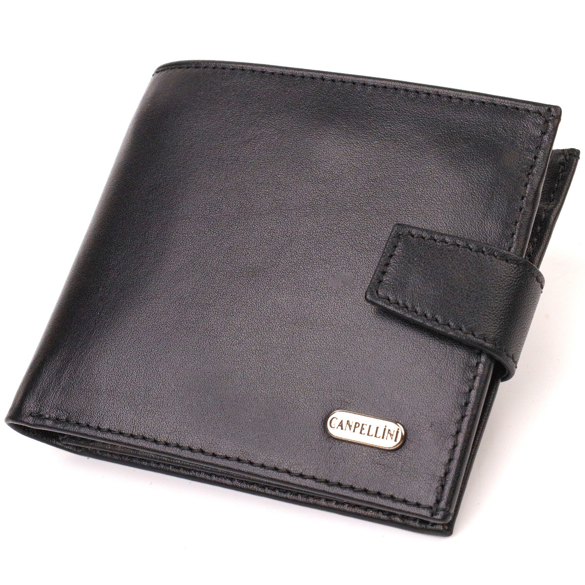 Стильний чоловічий гаманець з натуральної гладкої шкіри CANPELLINI 21880 Чорний, фото 1