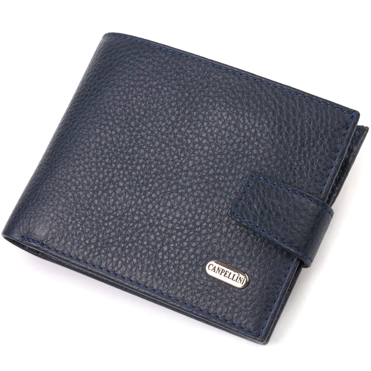 Популярний горизонтальний гаманець для чоловіків із натуральної шкіри флотар CANPELLINI 21884 Синє