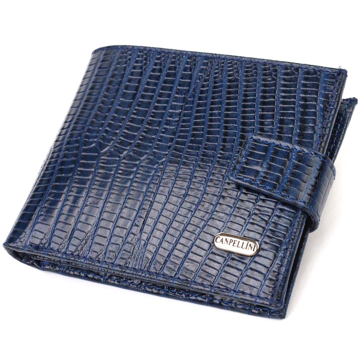 Зручний горизонтальний гаманець для чоловіків із натуральної шкіри з тисненням CANPELLINI 21887 Синій, фото 1
