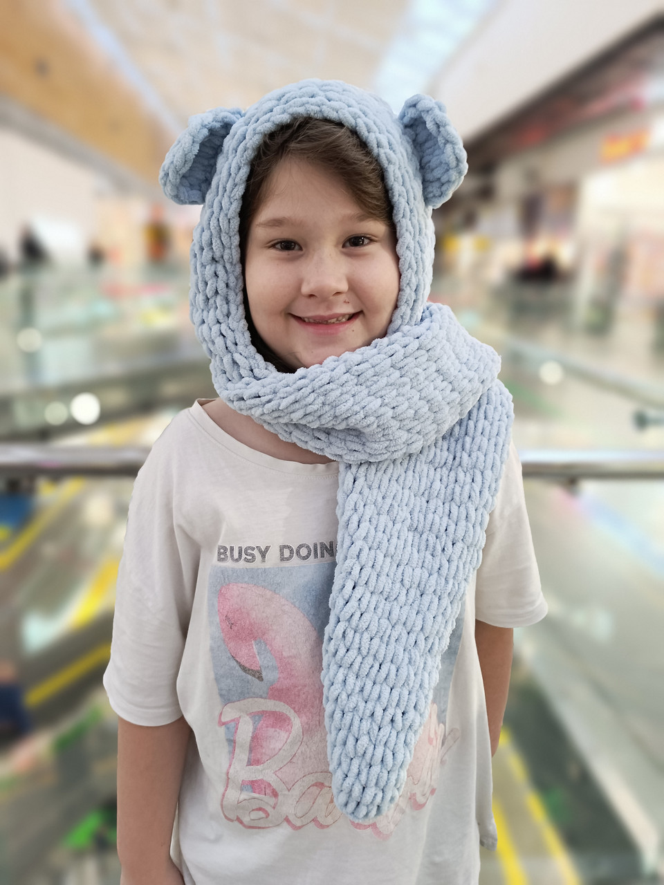 Капор із вушками та шарфом