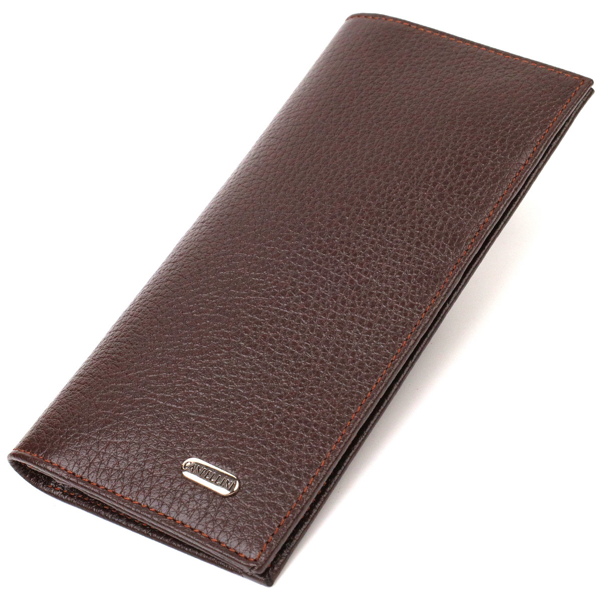Класичний чоловічий вертикальний гаманець із натуральної шкіри CANPELLINI 21902 Коричневий, фото 1