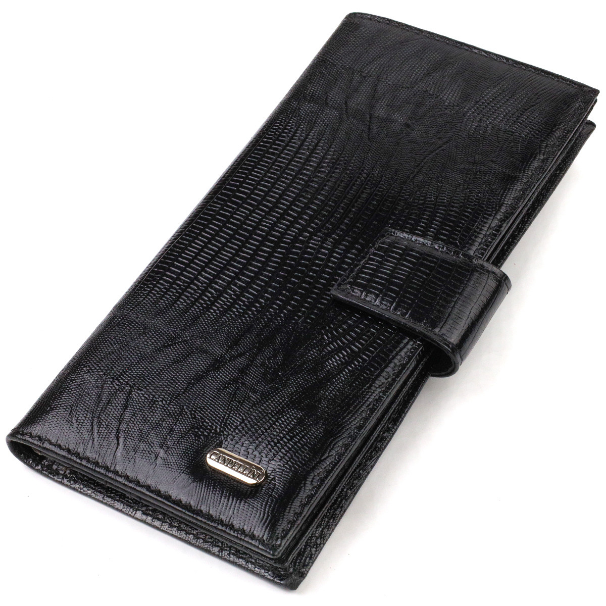 Тонкий гаманець для чоловіків з натуральної шкіри з тисненням CANPELLINI 21913 Чорний, фото 1