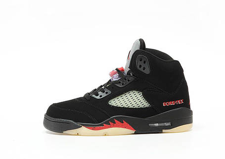 Зимові Чоловічі Кроссовки Nike Air Jordan 5 Retro Gore-Tex / Найк Аїр Джордан 5 Ретро Гор Текс Чорні з Червоним, фото 1