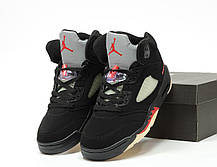 Зимові Чоловічі Кроссовки Nike Air Jordan 5 Retro Gore-Tex / Найк Аїр Джордан 5 Ретро Гор Текс Чорні з Червоним, фото 5