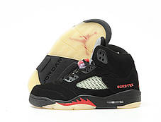 Зимові Чоловічі Кроссовки Nike Air Jordan 5 Retro Gore-Tex / Найк Аїр Джордан 5 Ретро Гор Текс Чорні з Червоним, фото 3