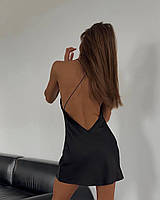 Женское романтическое мини платье с открытой спиной, стильное женское силуэтное платье черного цвета