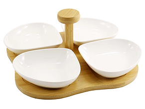 Менажниця 4-х секційна Interos 25.5см порцеляна PJ01809