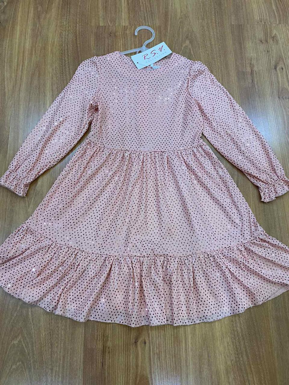 Плаття на дівчинку з довгим рукавом, р. 128-152, рожеве