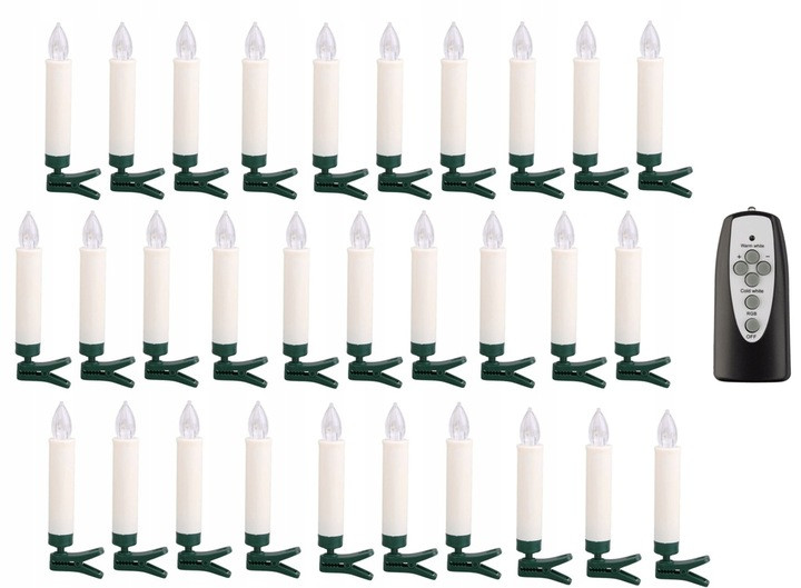 Новорічні бездротові LED свічки на пульт на ялинку 30шт з батарейками