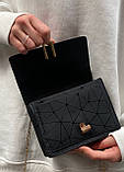 Жіноча маленька класична чорна сумка на ланцюжку чорний клатч, фото 3