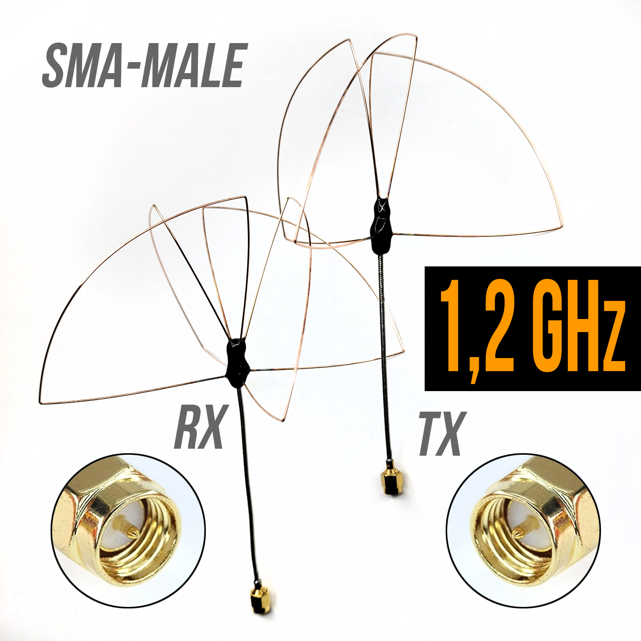 Комплект антен всеспрямованих 1.2 ГГц з посиленням 3 дБ ICCP SMA1.2kit для FPV квадрокоптерів