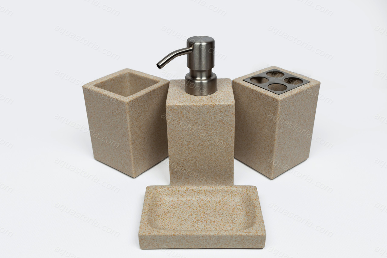 Аксесуари для ванної кімнати кам'яні бежеві, фото 1