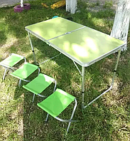 Туристический раскладной столик для пикника, стол раскладной для пикника и рыбалки 4 стула в комплекте