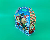 Новогодняя подарочная картонная упаковка для конфет (1000грм) Медвежата на катке №198 (1 шт)