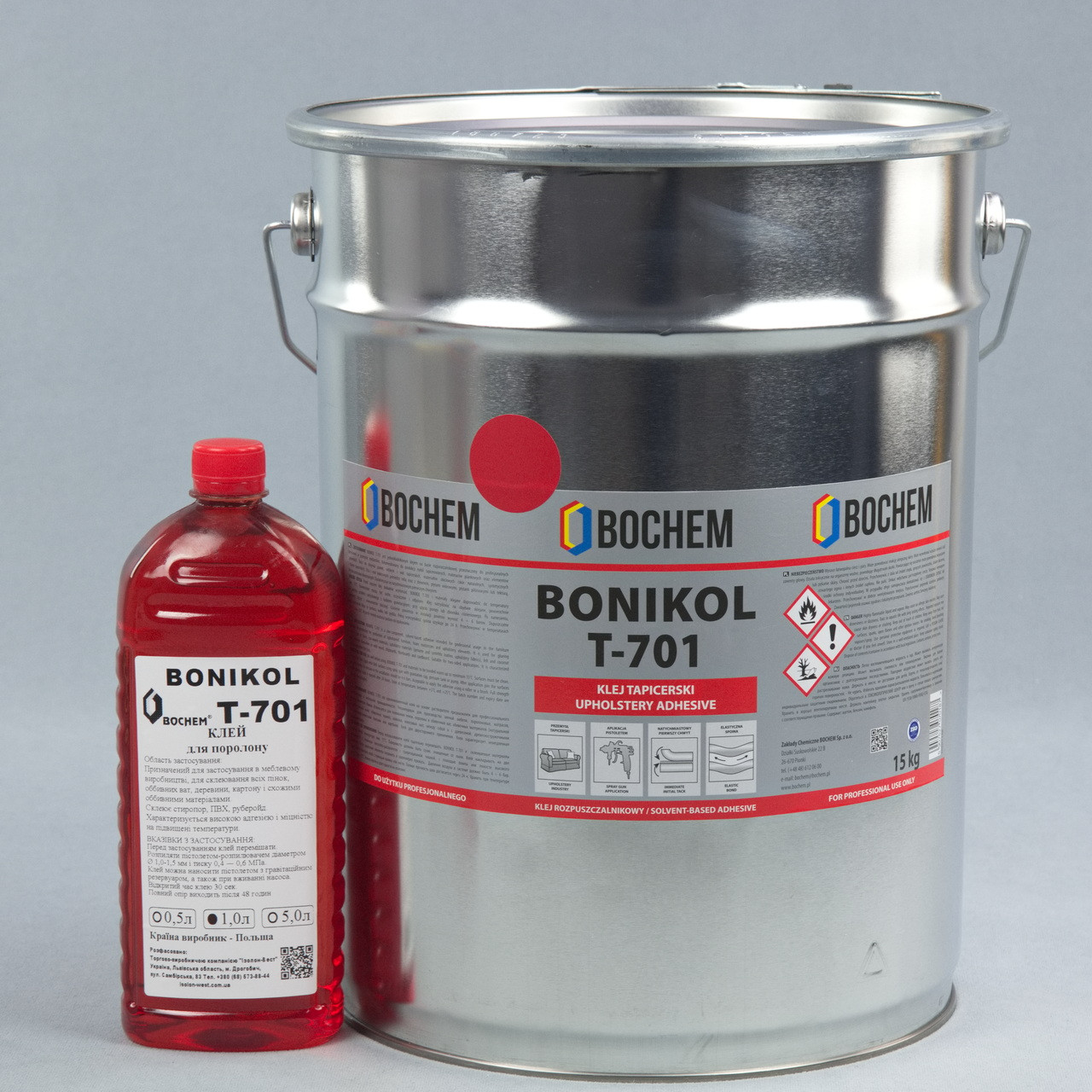 Клей для поролону Bochem БОНІКОЛ/BONIKOL Т-701 1л під пульвер (меблевий), фото 1