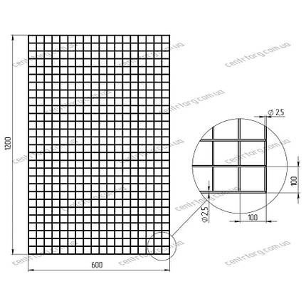 Сітка торговельна 60х120 см (осередок 100х100 мм, D2,5 мм), фото 2