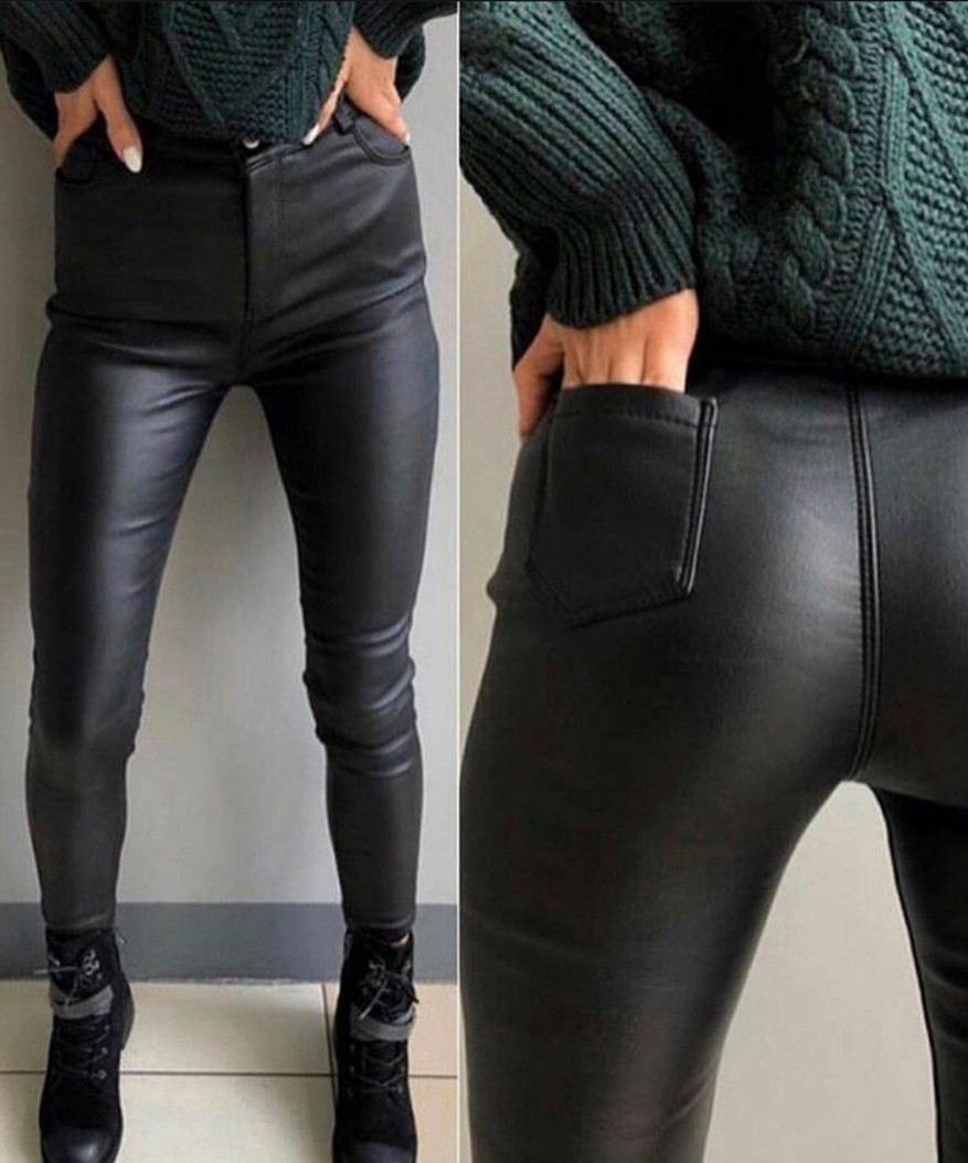 Утеплені жіночі брюки-спідниці матова еко шкіра на флісі чорні. Розміри 42,44,46,48