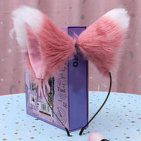 Вушка на обручі Малиново-рожеві пухнасті | Raspberry pink fluffy