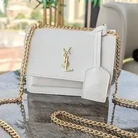 Жіноча сумочка клатч Yves Saint-Laurent LUX міні колір білий золото