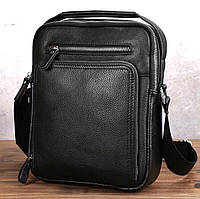 Шкіряна  чоловіча чорна сумка-барсетка через плече Tiding Bag A25-1278C