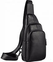 Кожаная мужская черная сумка слинг TIDING BAG A25F-512-1A