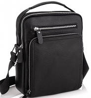 Мужская  черная сумка-барсетка через плечо из натуральной кожи Tiding Bag M32432