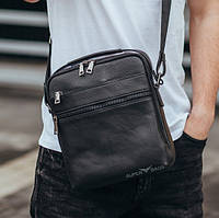 Кожаная мужская черная сумка Tiding Bag 711511