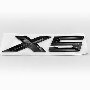 Емблема (шильдік, логотип) кришки багажника BMW (БМВ) X5 series (F15, G05) - NEW Чорний глянець, фото 1