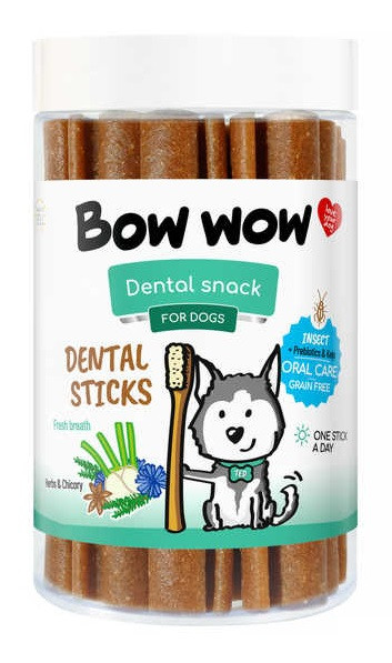 Ласощі для собак з білком комах, інуліном та травами 12 см Bow wow Dental 15 шт/уп