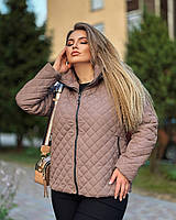 Женская демисезонная куртка осенняя больших размеров 48-50; 52-54; 56-58; 60-62 бежевая