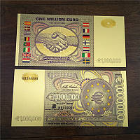 Позолоченная сувенирная банкнота 1 Миллион Евро