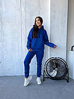 Теплый женский спортивный костюм на флисе 42-44; 46-48, 50-52 синий электрик