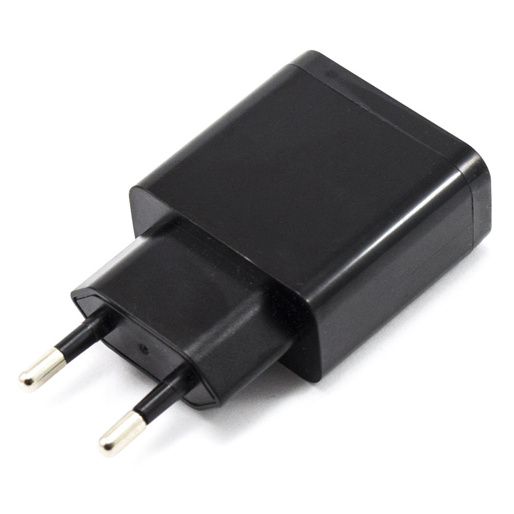 Мережевий зарядний пристрій на 2 гн.usb, 1А, чорний