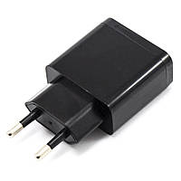 Мережевий зарядний пристрій на 2 гн.usb, 1А, чорний