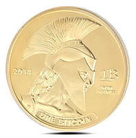 Позолоченная сувенирная монета Bitcoin Titan 2014