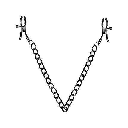 Затискачі для сосків Bedroom Fantasies Nipple Clamps with Chain - Black, фото 1