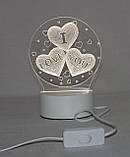 3D світильник, каганець, I love You, білий (3 відтінку), 220В, фото 3