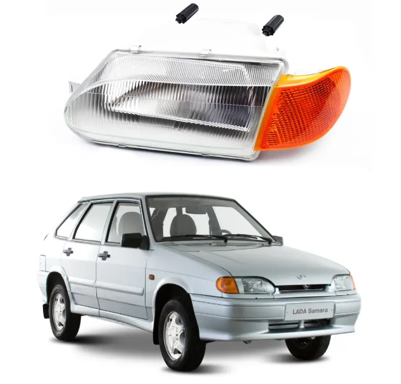 Фара передня головного світла ліва ВАЗ 2114 "33 STANDARD" жовтий поворотник, фото 1