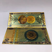 Позолоченная сувенирная банкнота 1 Bitcoin (BTC)