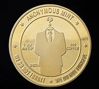 Позолоченная сувенирная монета ''Bitcoin Anonymous mint''