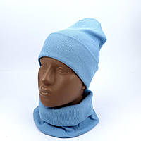 Комплект дитячий шапка + хомут блакитний тм Авекс