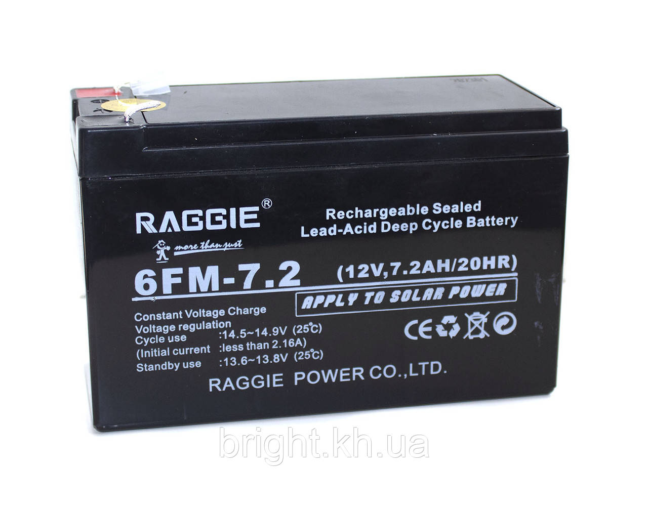 Акумулятор RAGGIE 12V 7.2Ah свинцево-кислотне загального призначення, 2023р.в