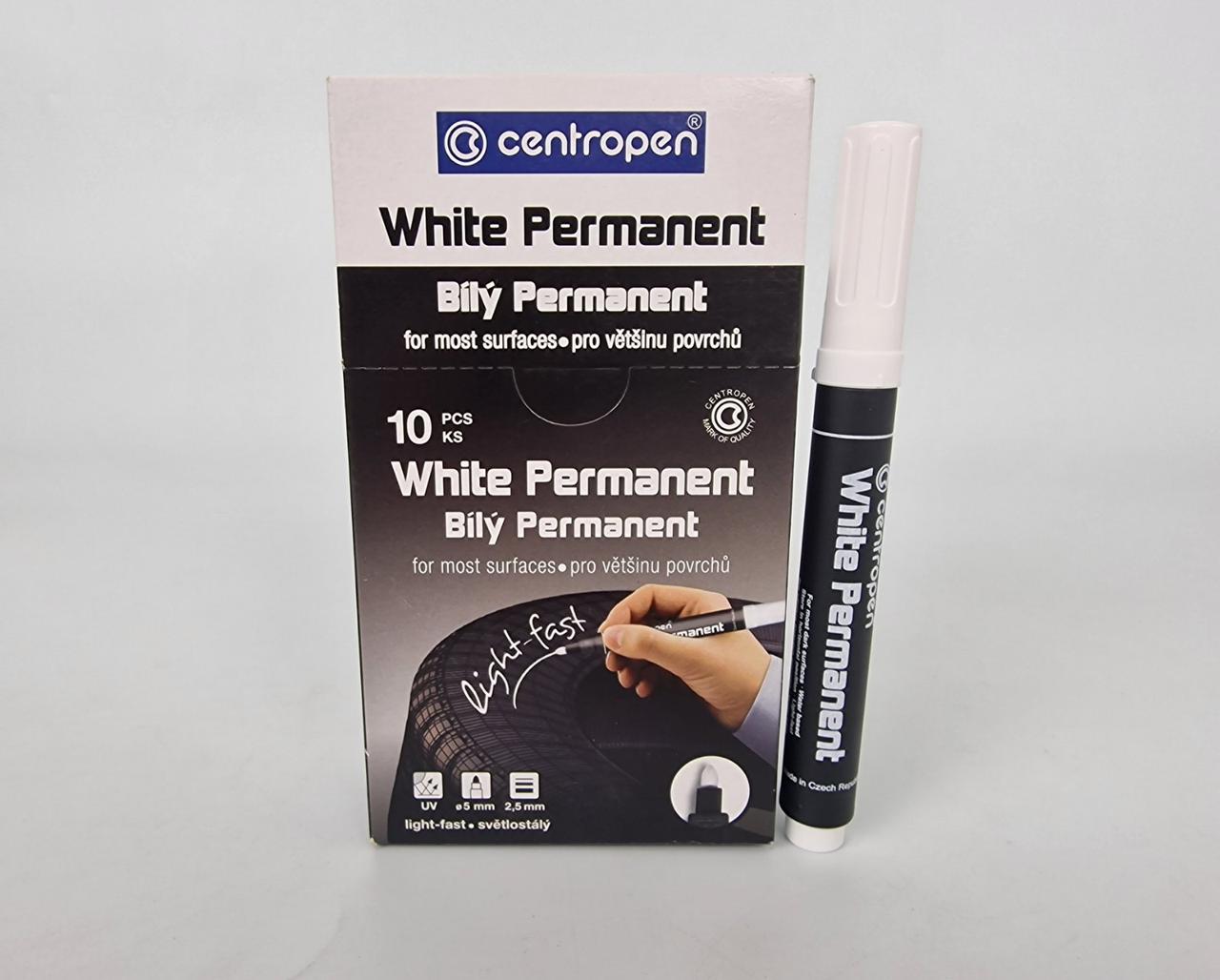 Маркер перманентний Centropen 8586 круглий 2,5 БІЛИЙ (10 шт.), фото 1