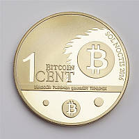 Позолоченная сувенирная монета 1 Bitcoin cent (gold)