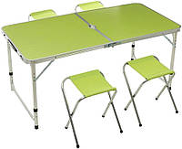 Комплект складной стол и + 4 стулья для пикника, стол раскладной на природу для пикника 4 стула зеленый
