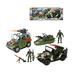 Набір військової техніки іграшковий (2 військові джипи,  човен, 3 фігурки військових) HW-S 3707