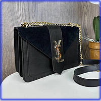 Женская мини сумочка клатч замшевая с кожаным ремнем подарочный комплект набор