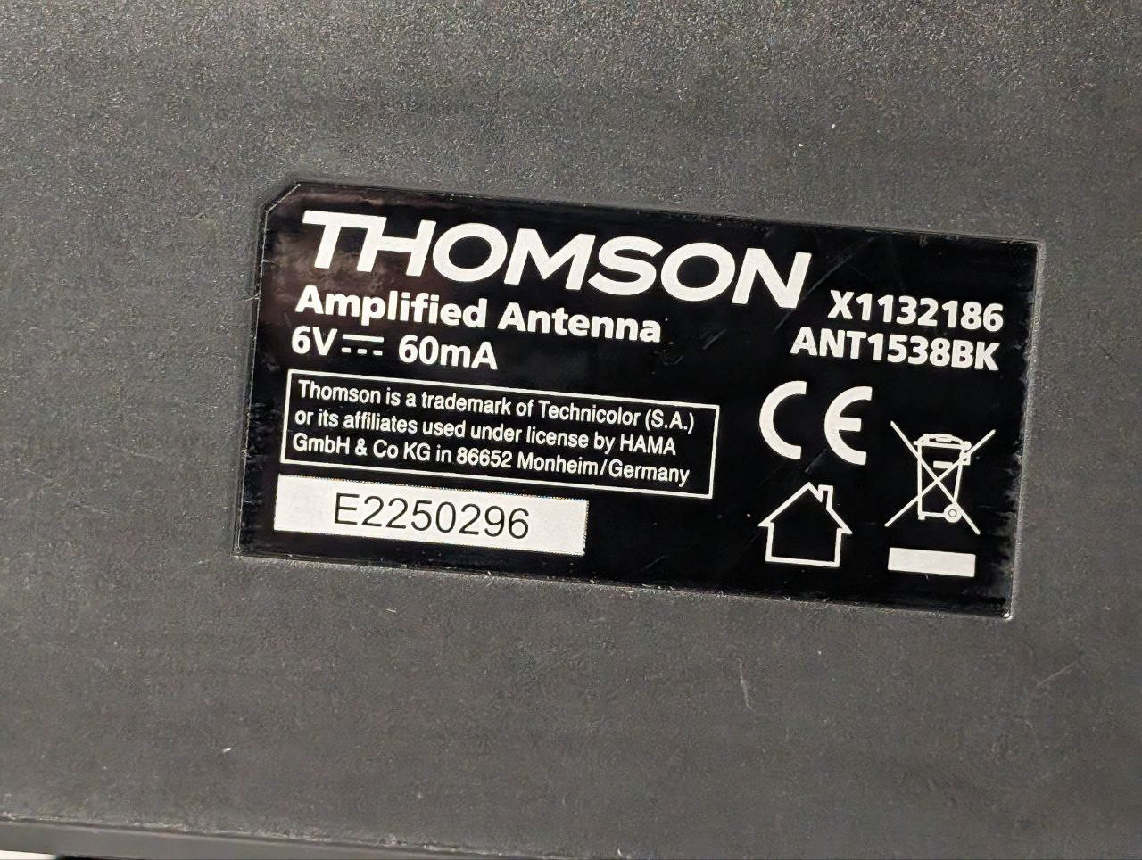 Thomson ANT1538 Indoor Aerial для телевидения/радио, HDTV/3D, DVB-T/T2, Active, Perf. 45 - фото 3 - id-p2038111538