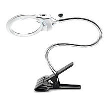 Лупа з підсвіткою настільна на прищіпці 15120-A