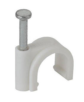 Скоба кабельна Polax кругла 20 мм із цвяхами, біла 50 шт. (37-126)